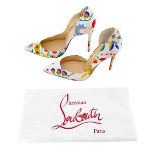 Christian Louboutin Iriza Pumps EU 37 US 7 Satin Floral Bloomy D'Orsay High Heel